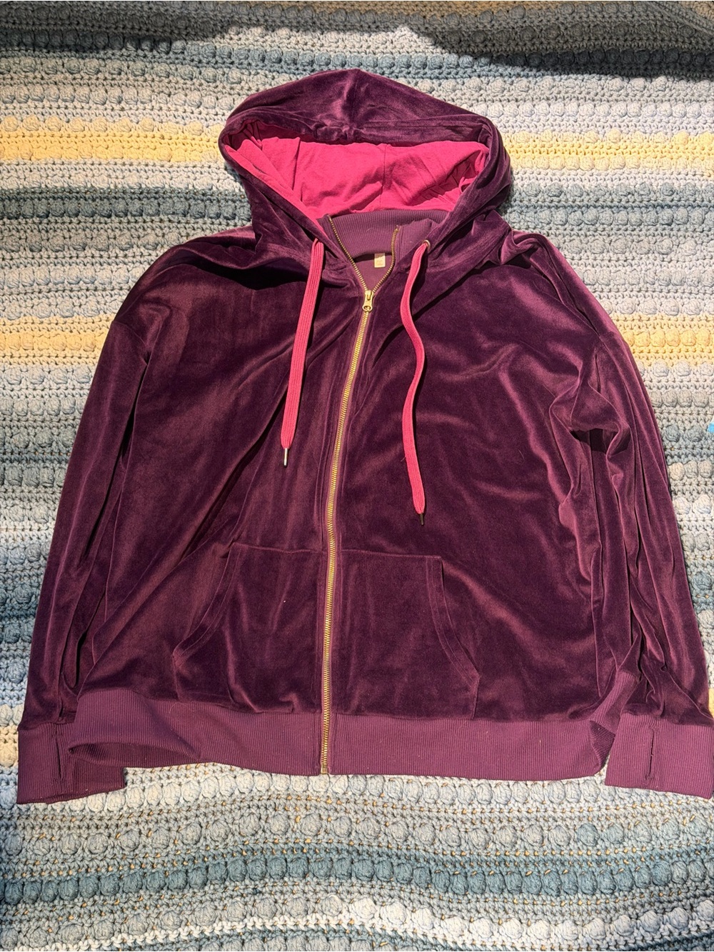 Urban Outfitters Plum Velvet Bomber Jacket with Pink Lining
